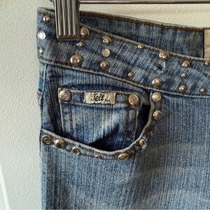 Women's Studded Flare Jeans in Light Blue